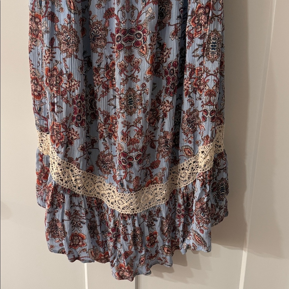 Boho Tassel Maxi Dress in Light Blue Floral - Picture 7 of 7